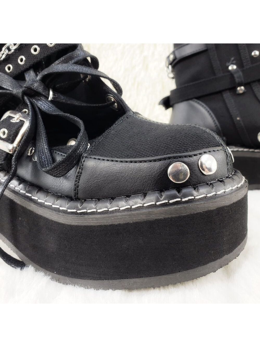 Emily Cut Out Platform Sandal Boots Goth Punk Ankle Boots - Picture 15 of 15